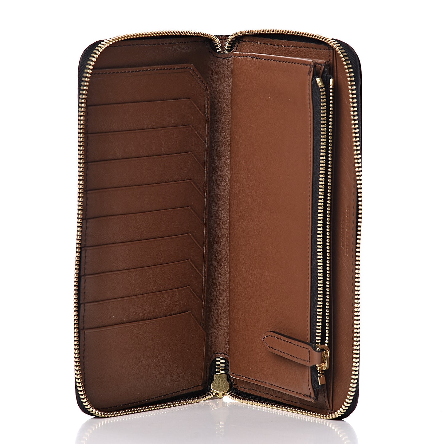Signature Grain Calfskin Soft Renfrew Zip Around Wallet Tan