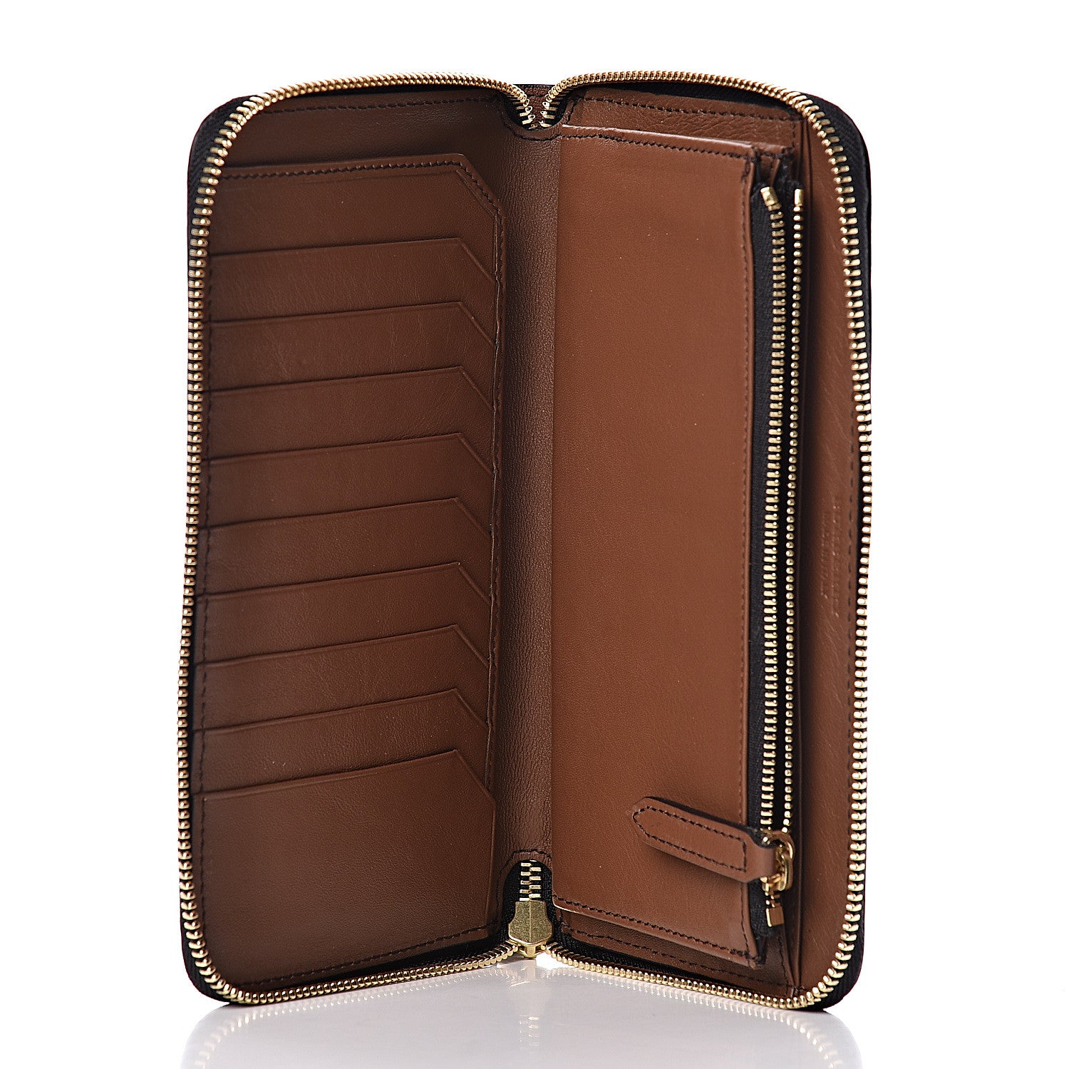 Burberry Signature Grain Calfskin Soft Renfrew Zip Around Wallet Tan 5 of 15