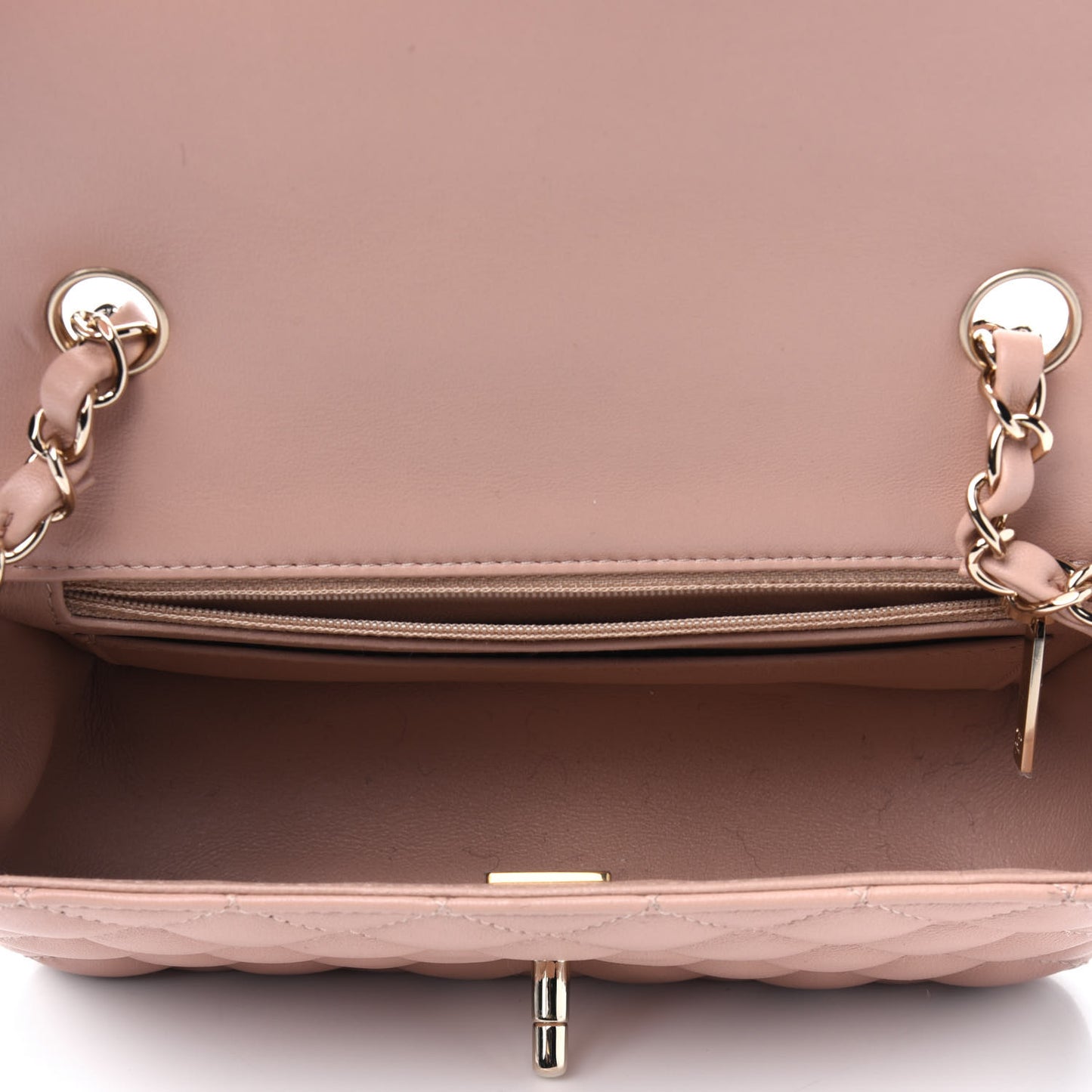 Lambskin Quilted Mini Rectangular Flap Beige