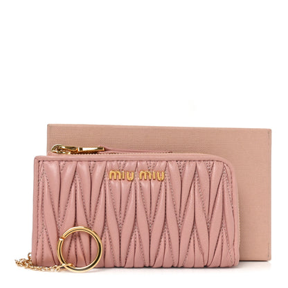 Miu Miu Nappa Matelasse Compact Zip Around Wallet Orchidea 7 of 7