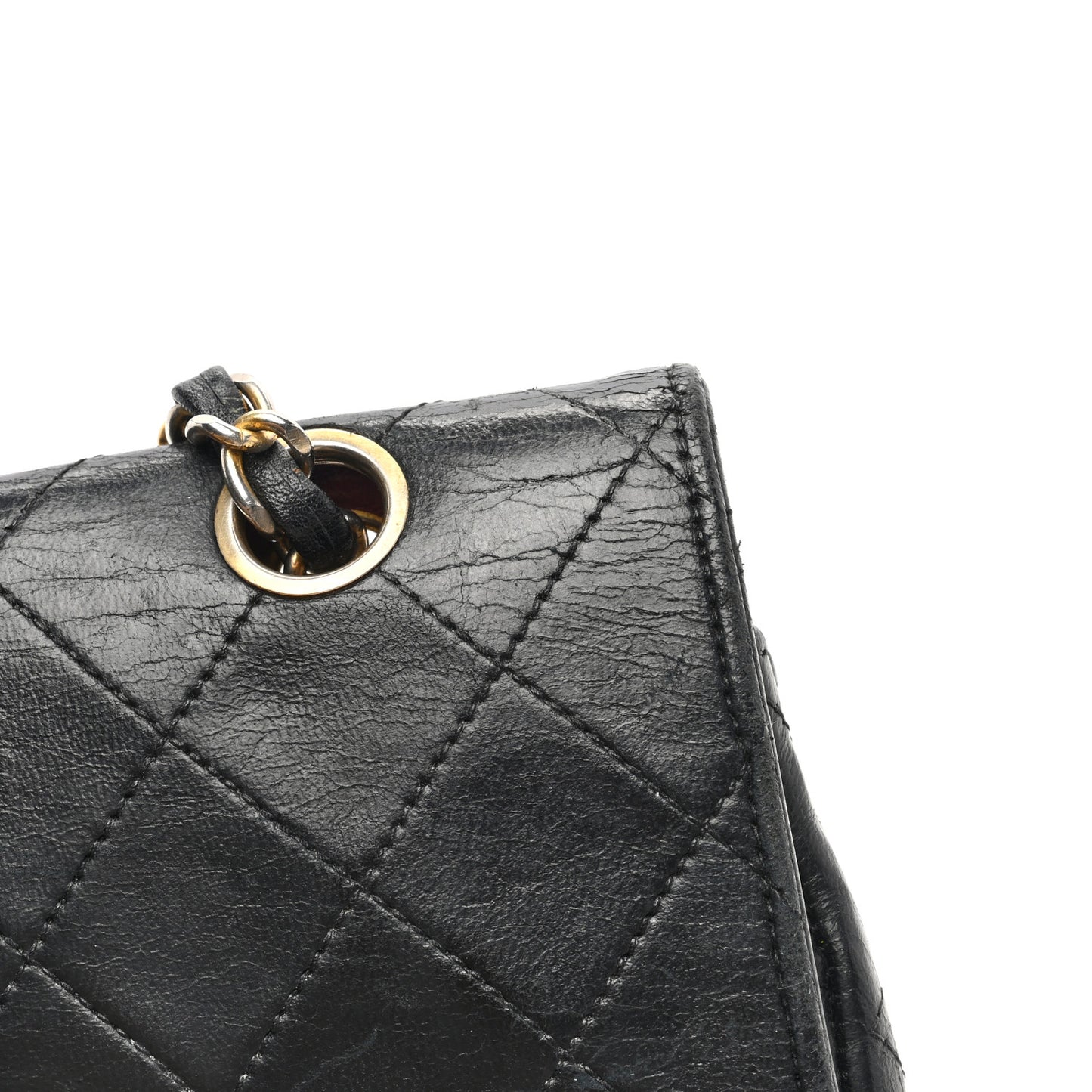 Lambskin Quilted Medium Double Pocket Flap Black