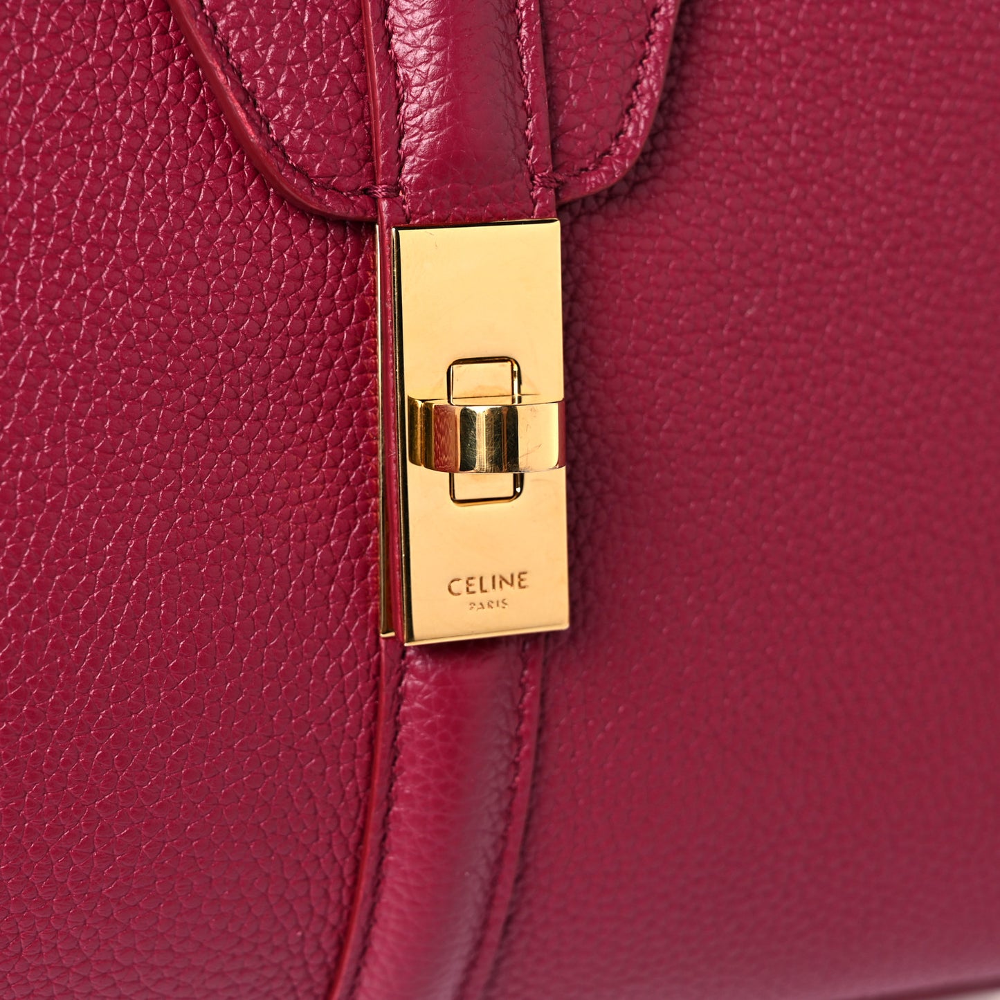 Grained Calfskin Small 16 Top Handle Bag Rasberry