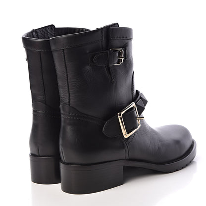 Valentino Garavani Calfskin Lock Studded 30mm Biker Boots 37 Black 4 of 10