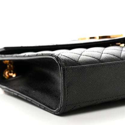 Saint Laurent Grain De Poudre Textured Mixed Matelasse Triquilt Medium Monogram Satchel Black 10 of 11