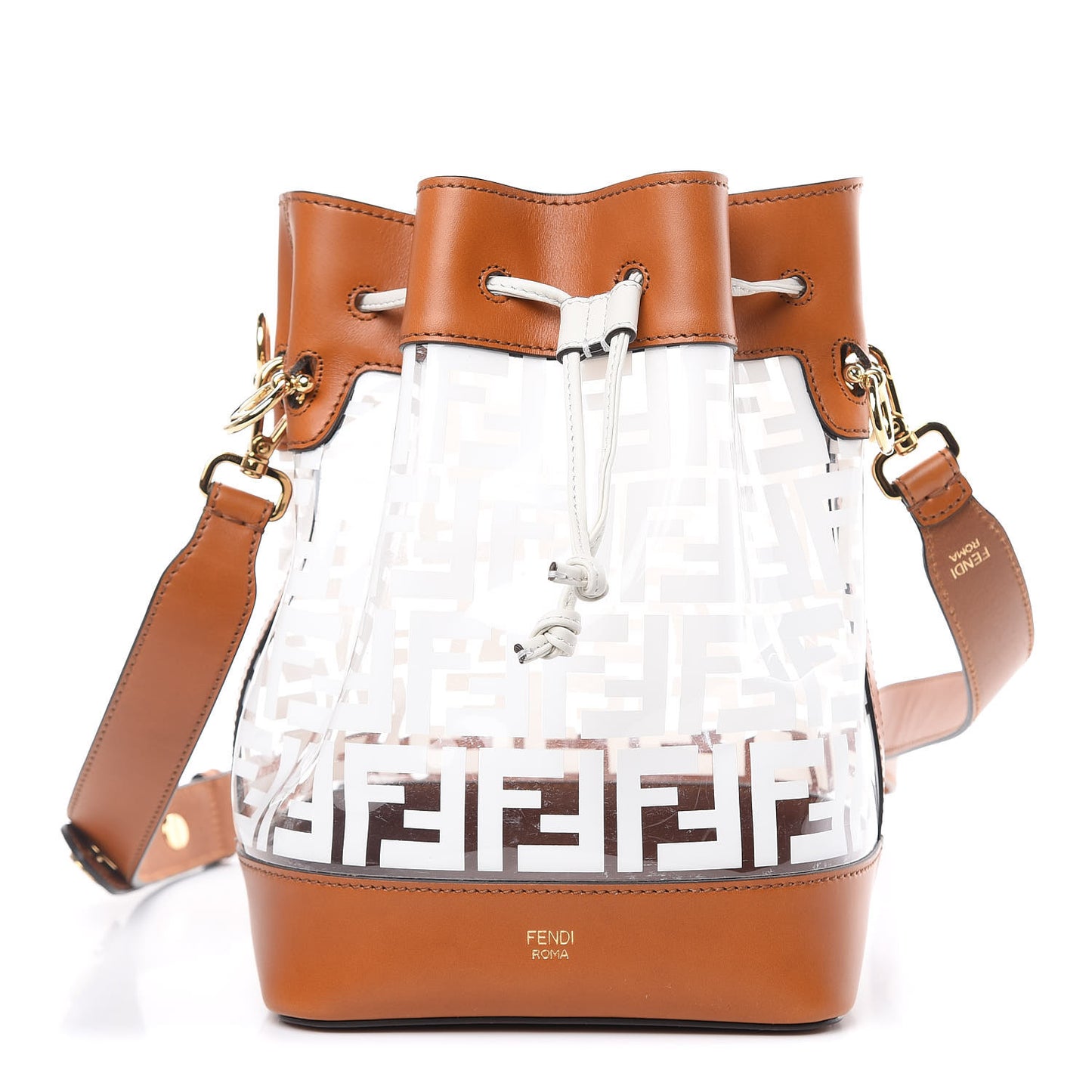 TPU FF Vitello Aura F is Fendi Grande Mon Tresor Bucket Bag White Cuoio