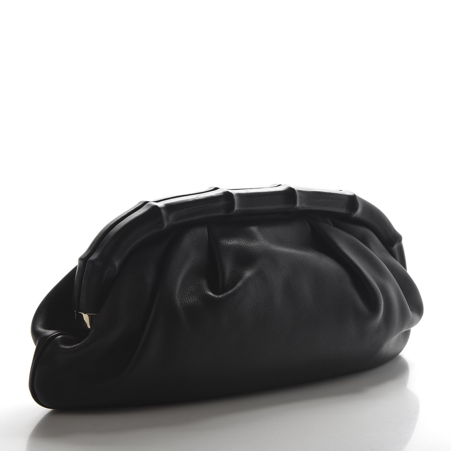 Gucci Calfskin Bamboo Frame Top Tassel Clutch Black 3 of 10