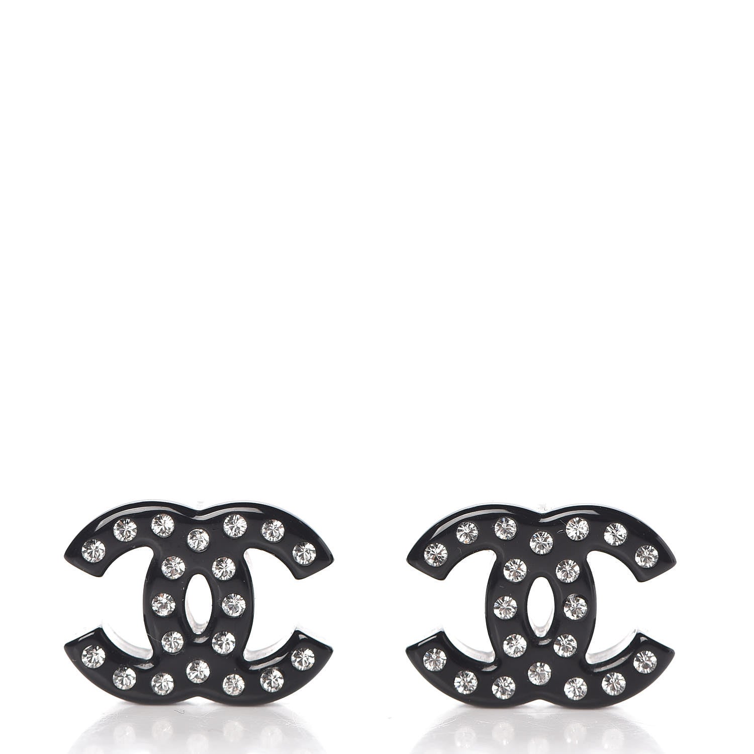 Chanel Resin Crystal CC Earrings Black 1 of 5