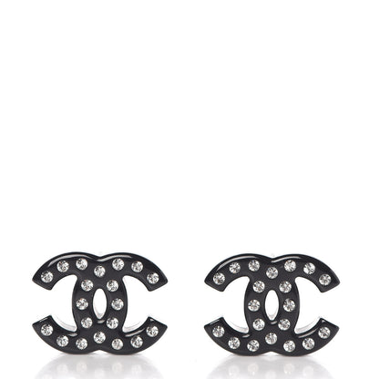 Chanel Resin Crystal CC Earrings Black 1 of 5