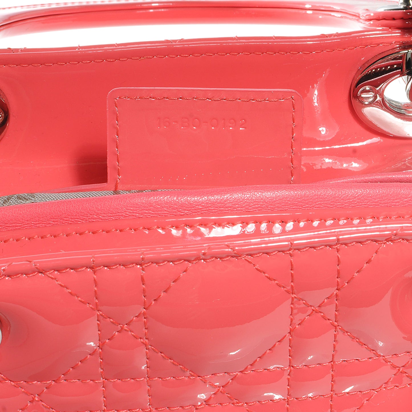 Patent Cannage Medium Lady Dior Coral