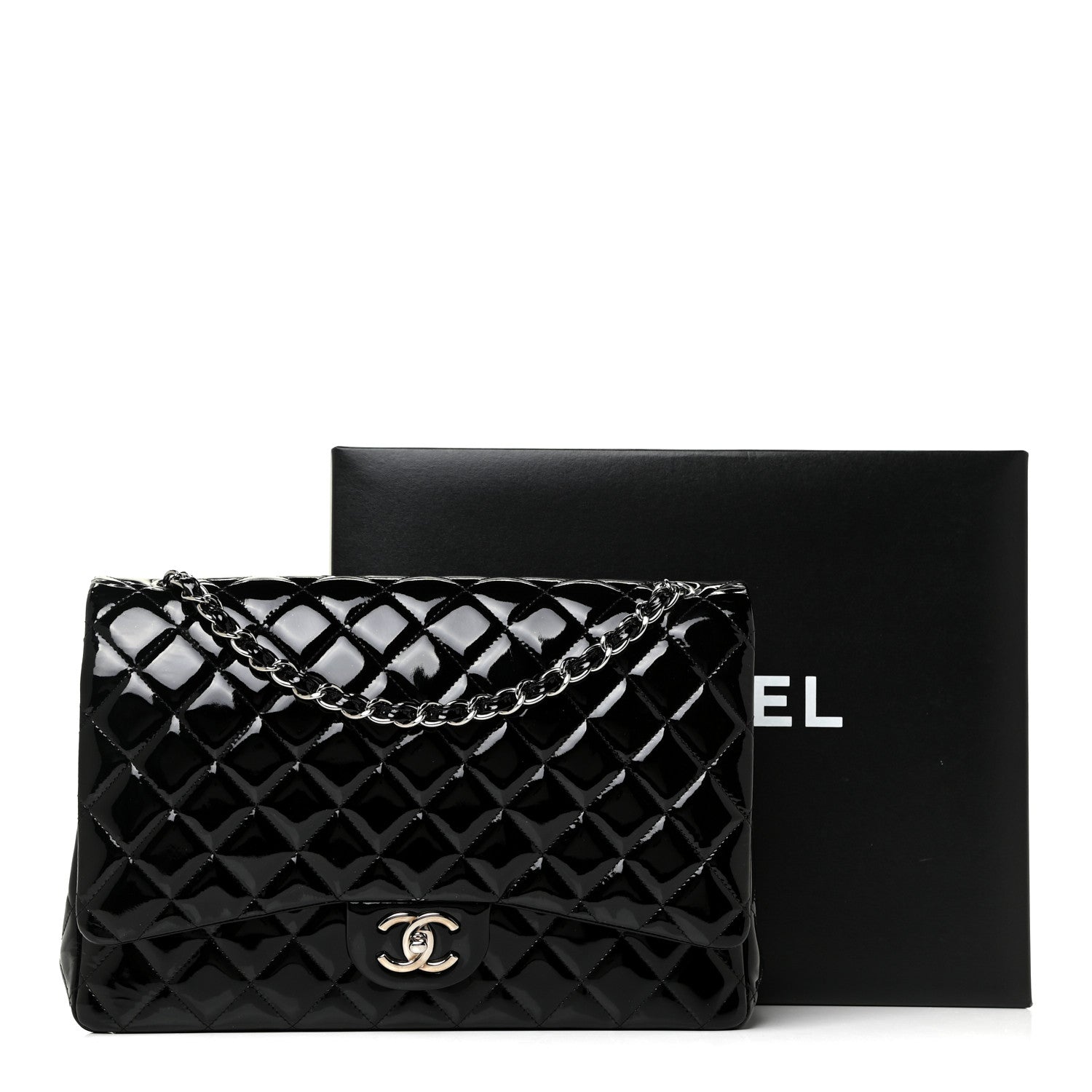 Chanel Patent Quilted Maxi Double Flap Black 25 of 25