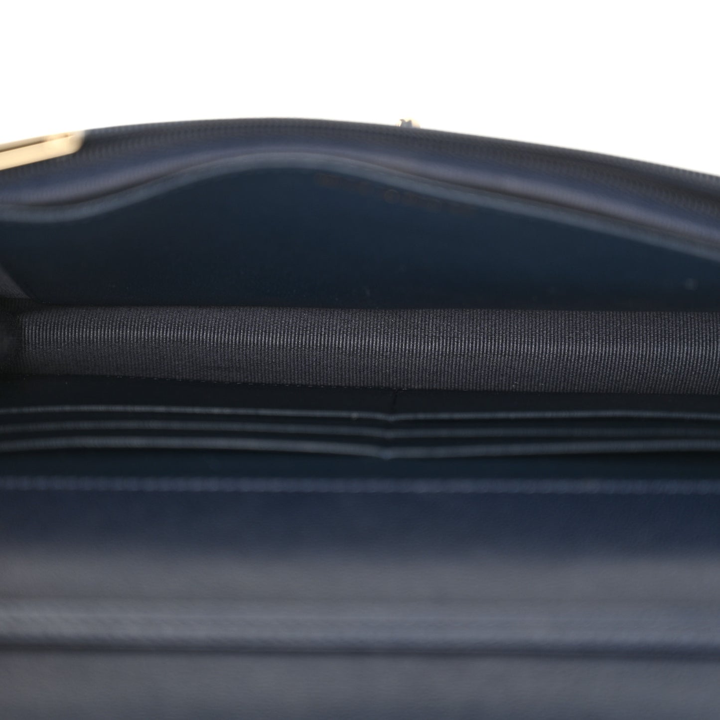 Lambskin Quilted CC Wallet On Chain WOC Dark Blue