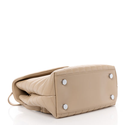 Saint Laurent Calfskin Y Quilted Monogram Medium Loulou Satchel Dark Beige 4 of 11