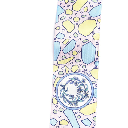 Hermes Silk La Danse Des Amazones Twilly Rose Pale Bleu Jaune 4 of 4