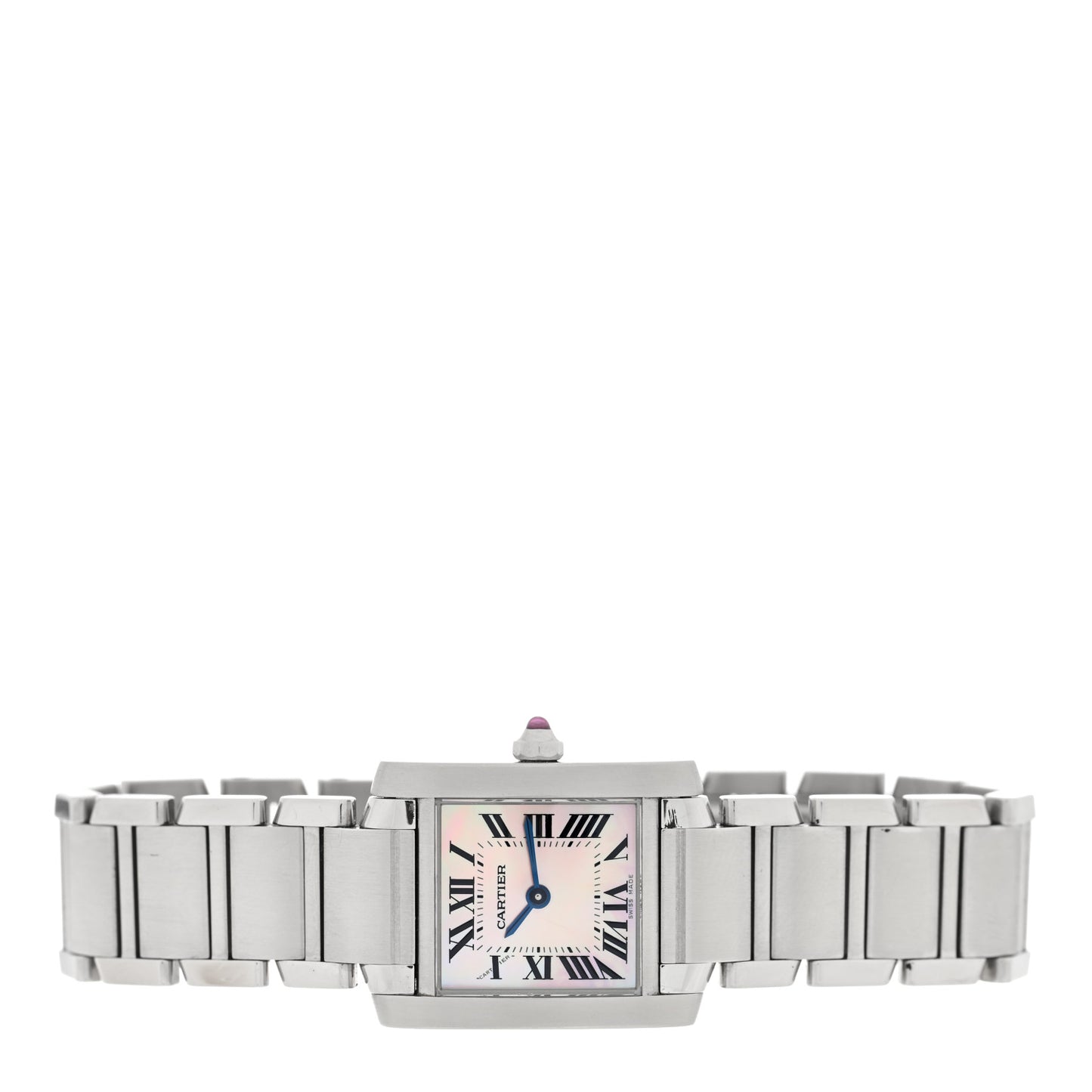 Stainless Steel Pink Mother of Pearl 20mm Tank Francaise Quartz Watch