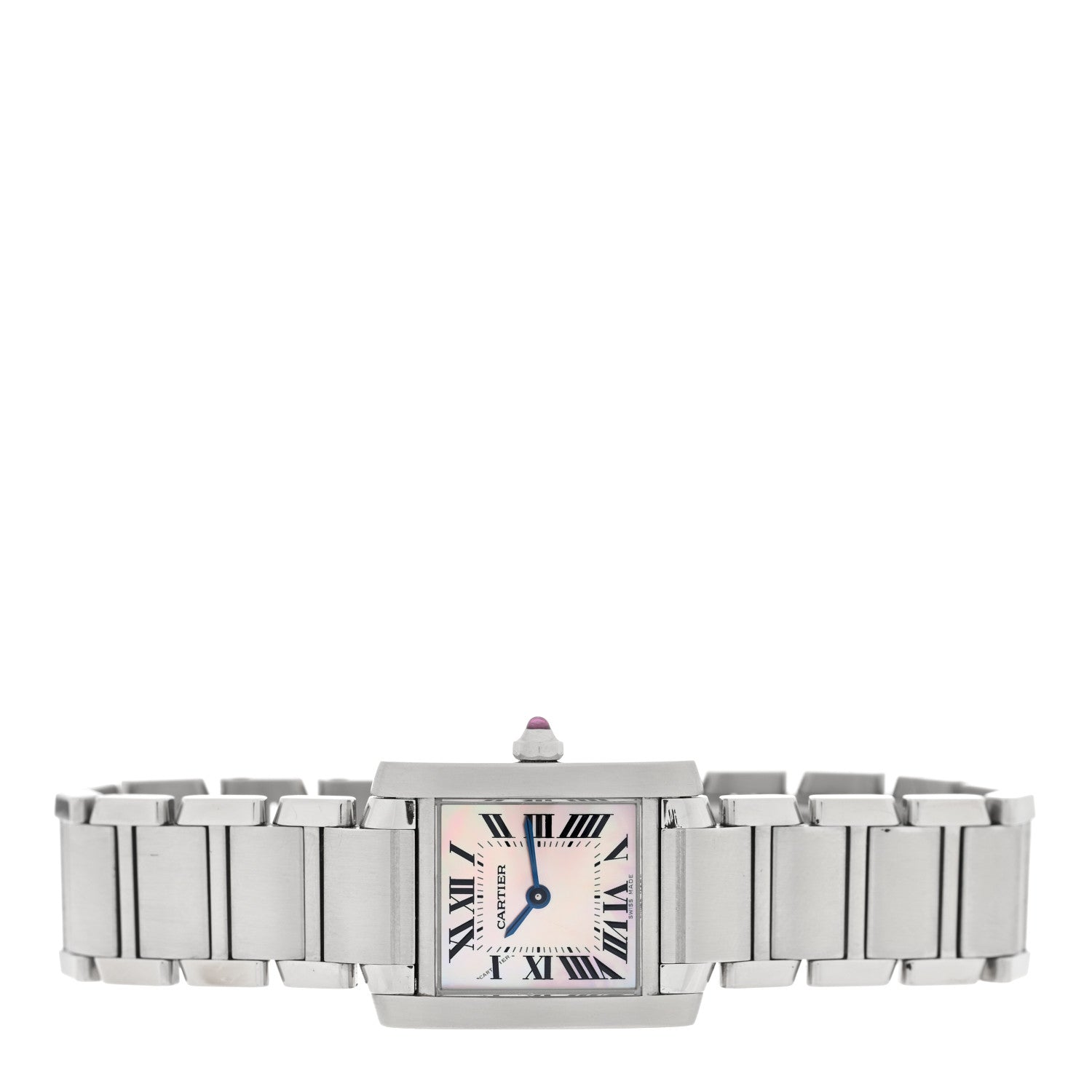 Cartier Stainless Steel Pink Mother of Pearl 20mm Tank Francaise Quartz Watch 2 of 4