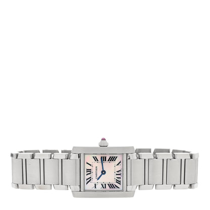 Cartier Stainless Steel Pink Mother of Pearl 20mm Tank Francaise Quartz Watch 2 of 4