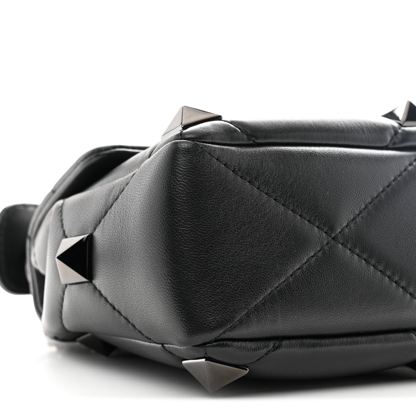 Nappa Monochrome Medium Roman Stud Shoulder Bag Black