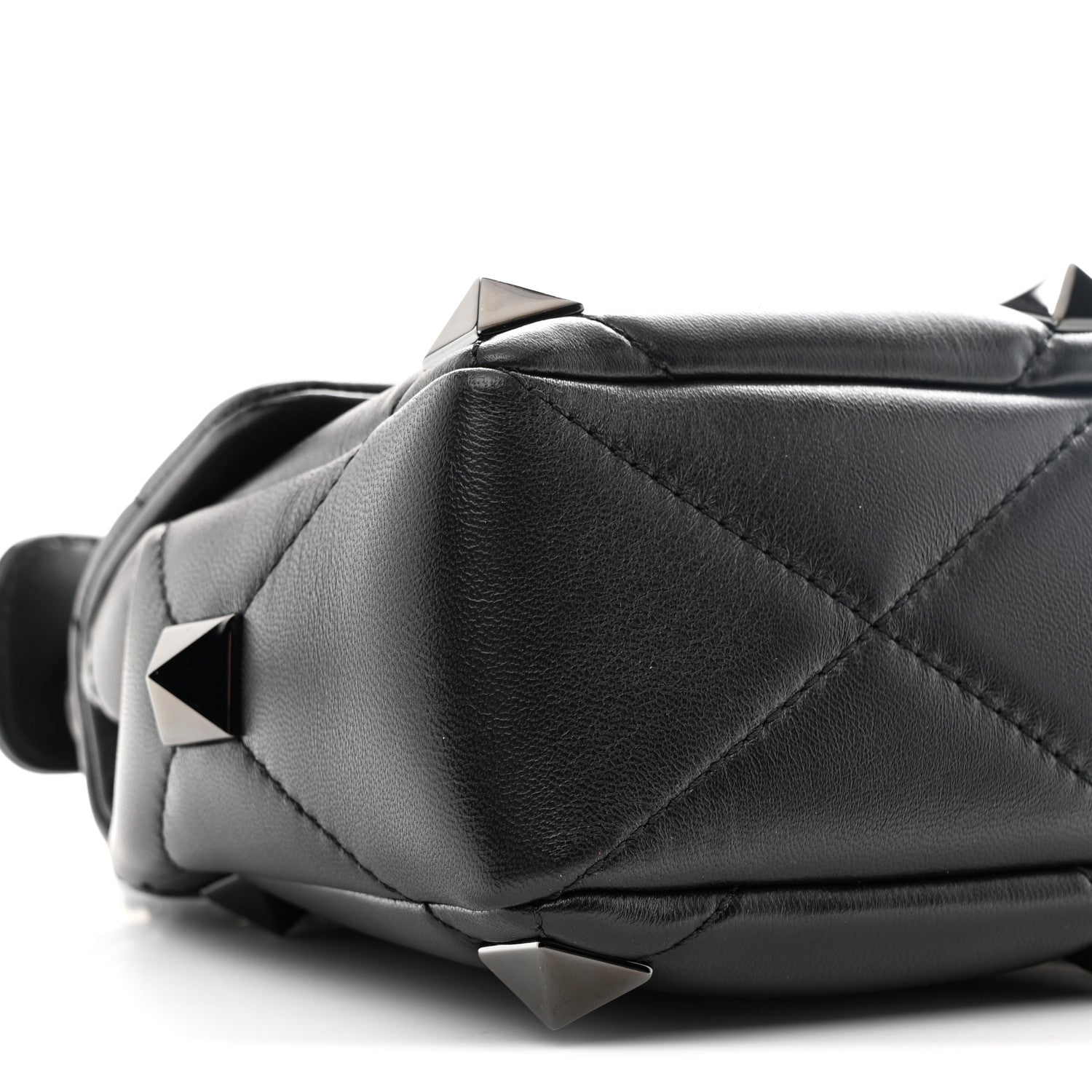 Valentino Garavani Nappa Monochrome Medium Roman Stud Shoulder Bag Black 8 of 9