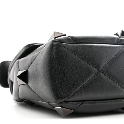 Valentino Garavani Nappa Monochrome Medium Roman Stud Shoulder Bag Black 8 of 9