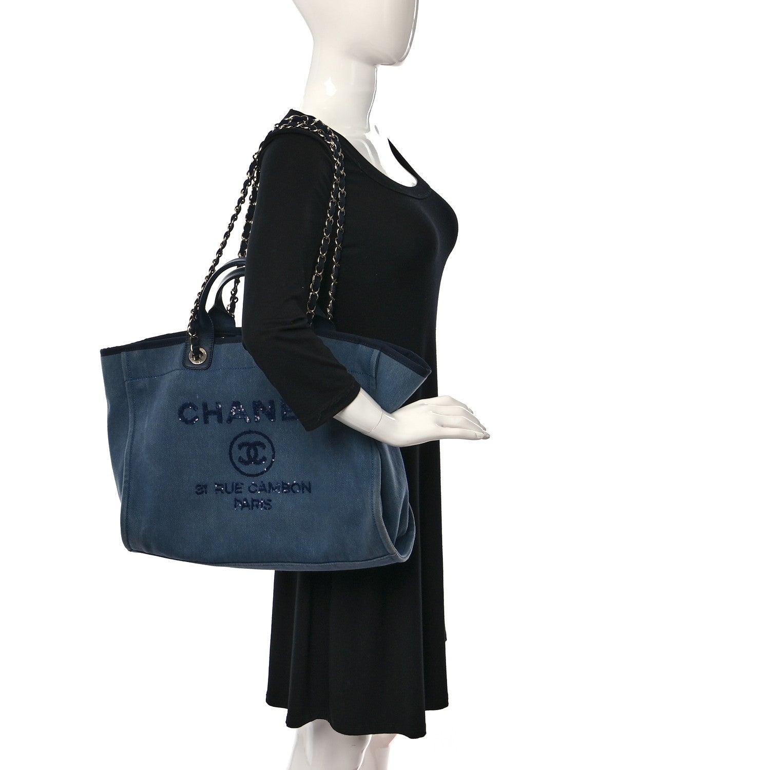 Chanel Denim Large Deauville Tote Blue 2 of 17