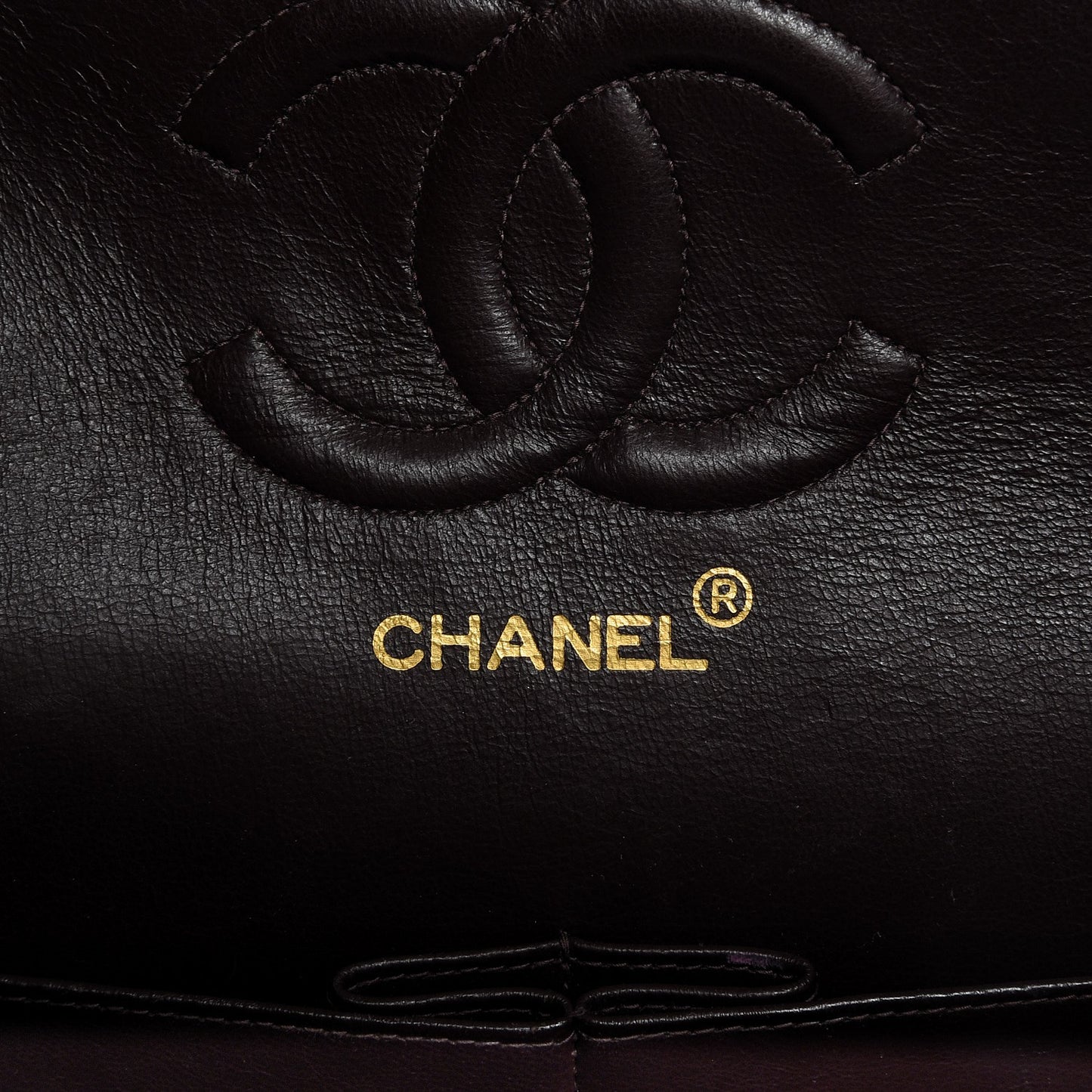 Lambskin Quilted Medium Double Flap Brown