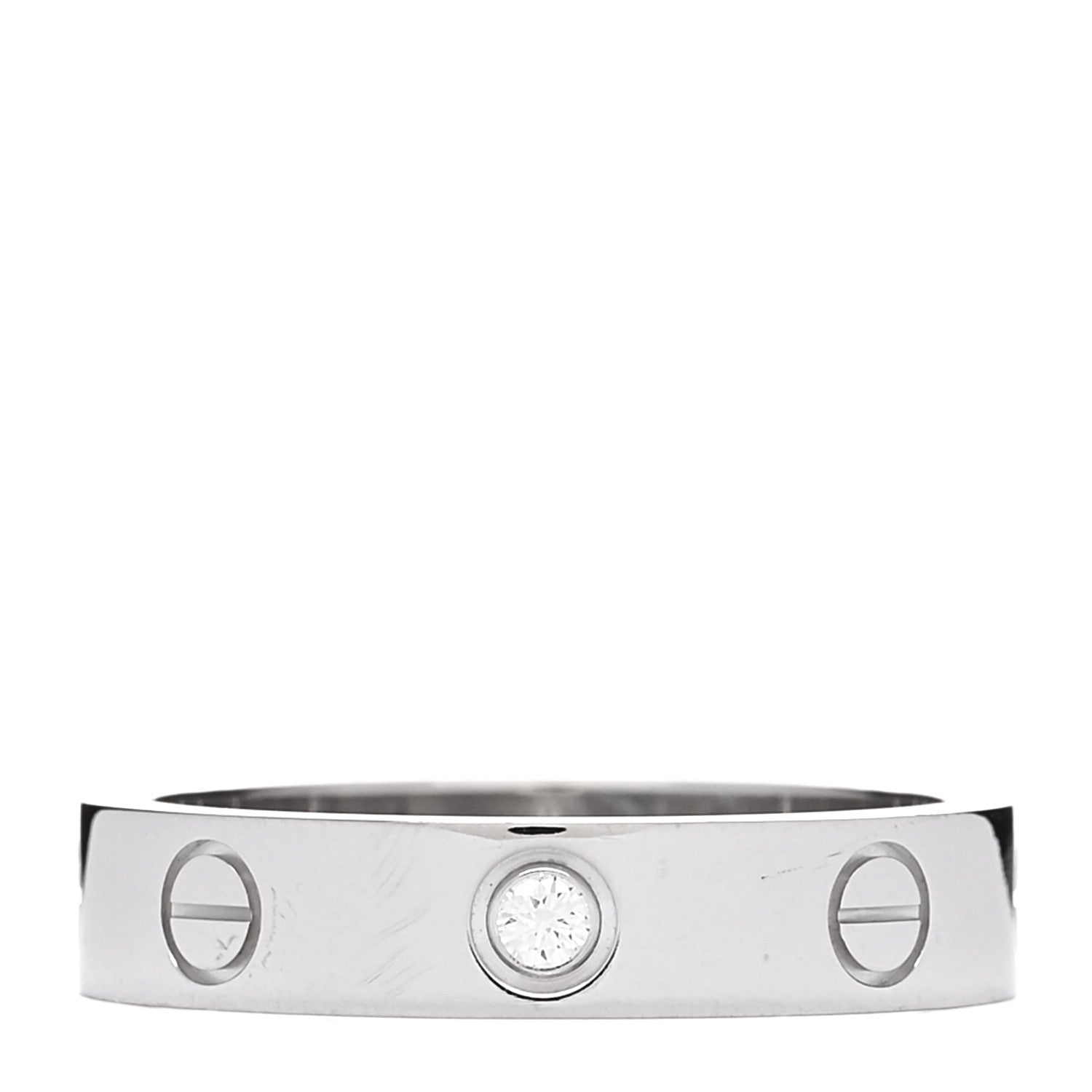 Cartier 18K White Gold Diamond 4mm LOVE Wedding Band Ring 51 5.75 1 of 5