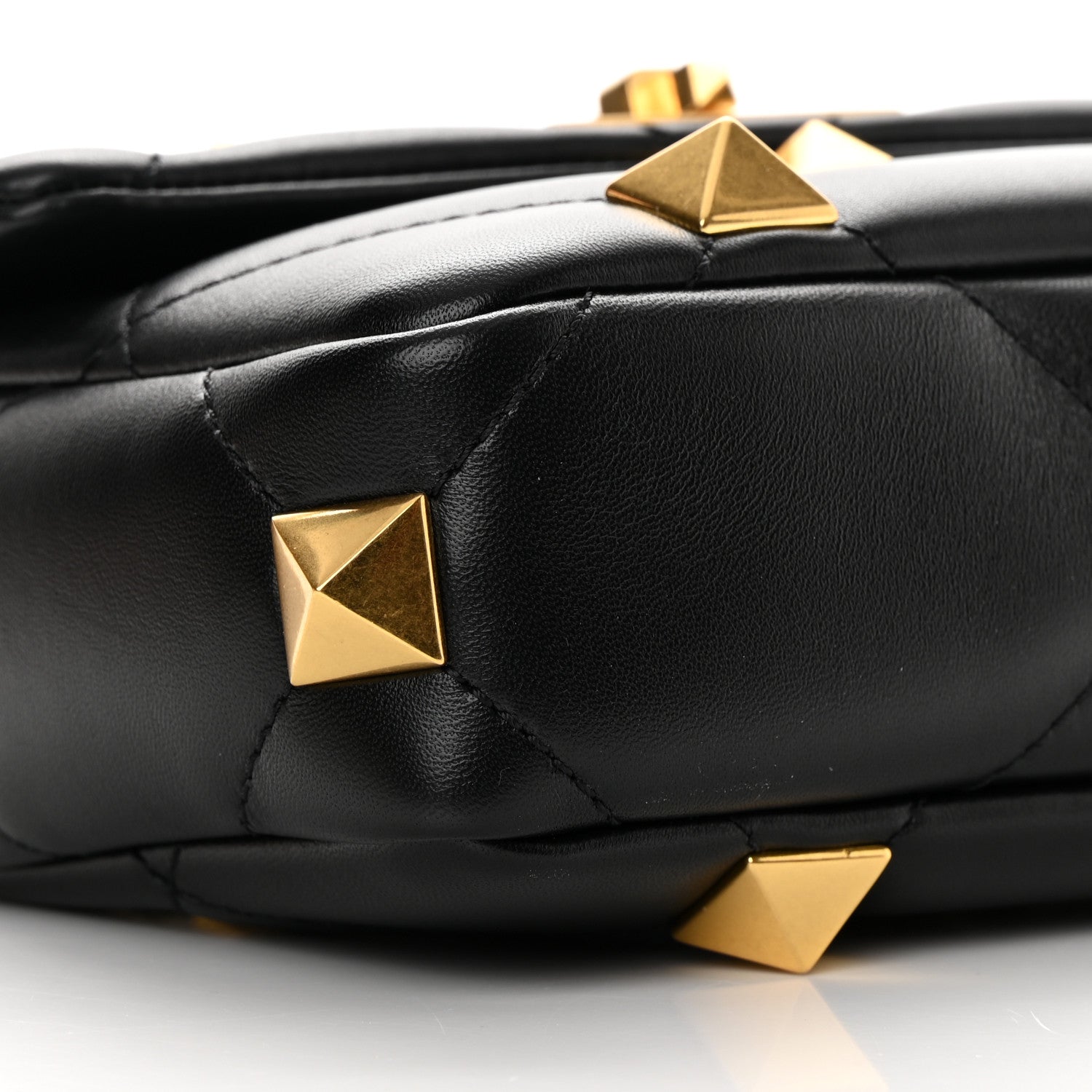 Valentino Garavani Nappa Small Roman Stud Shoulder Bag Black 8 of 10