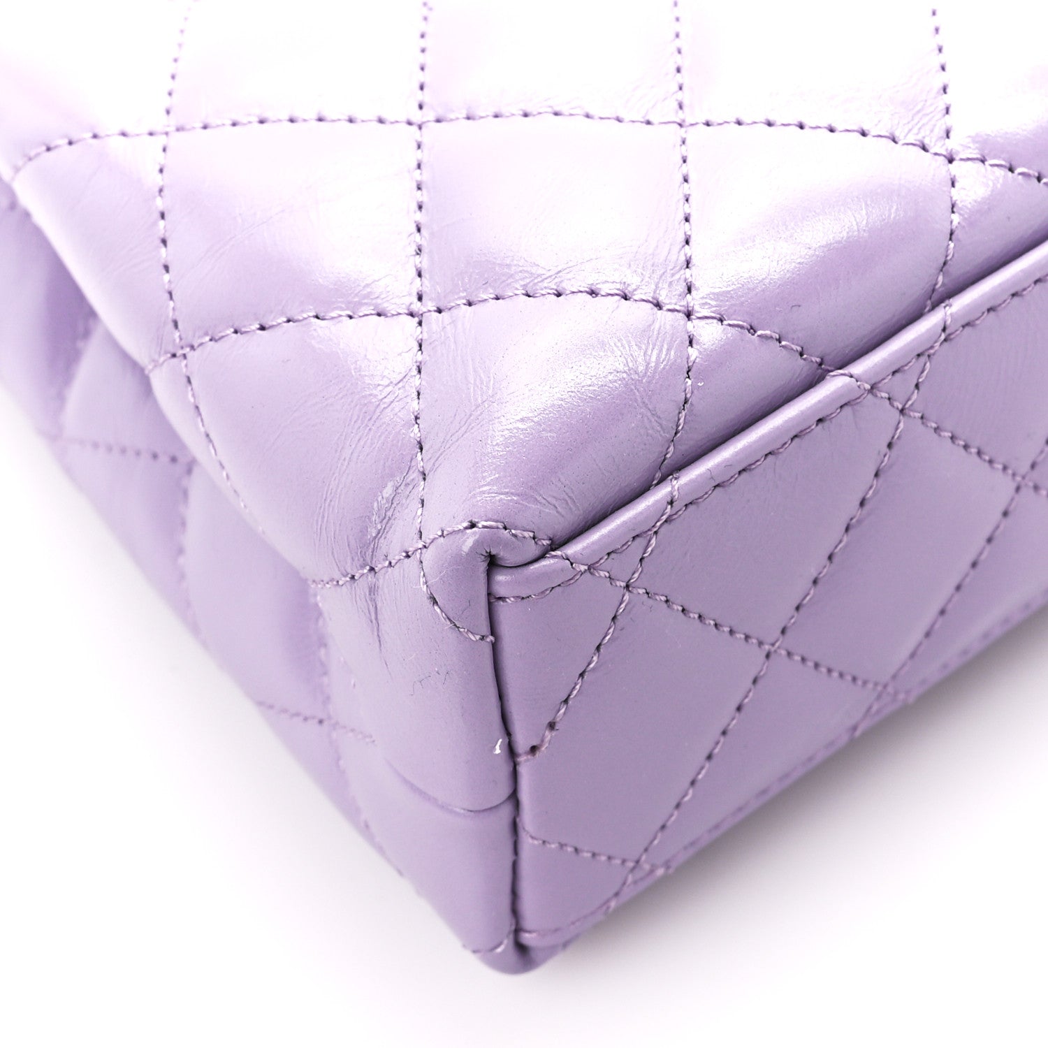 Chanel Shiny Aged Calfskin Quilted Nano Kelly Shopper Lilac 9 of 11