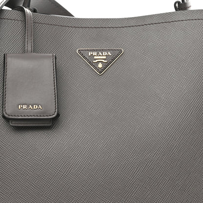 Prada Saffiano Cuir Matinee Tote Fumo Black 7 of 13