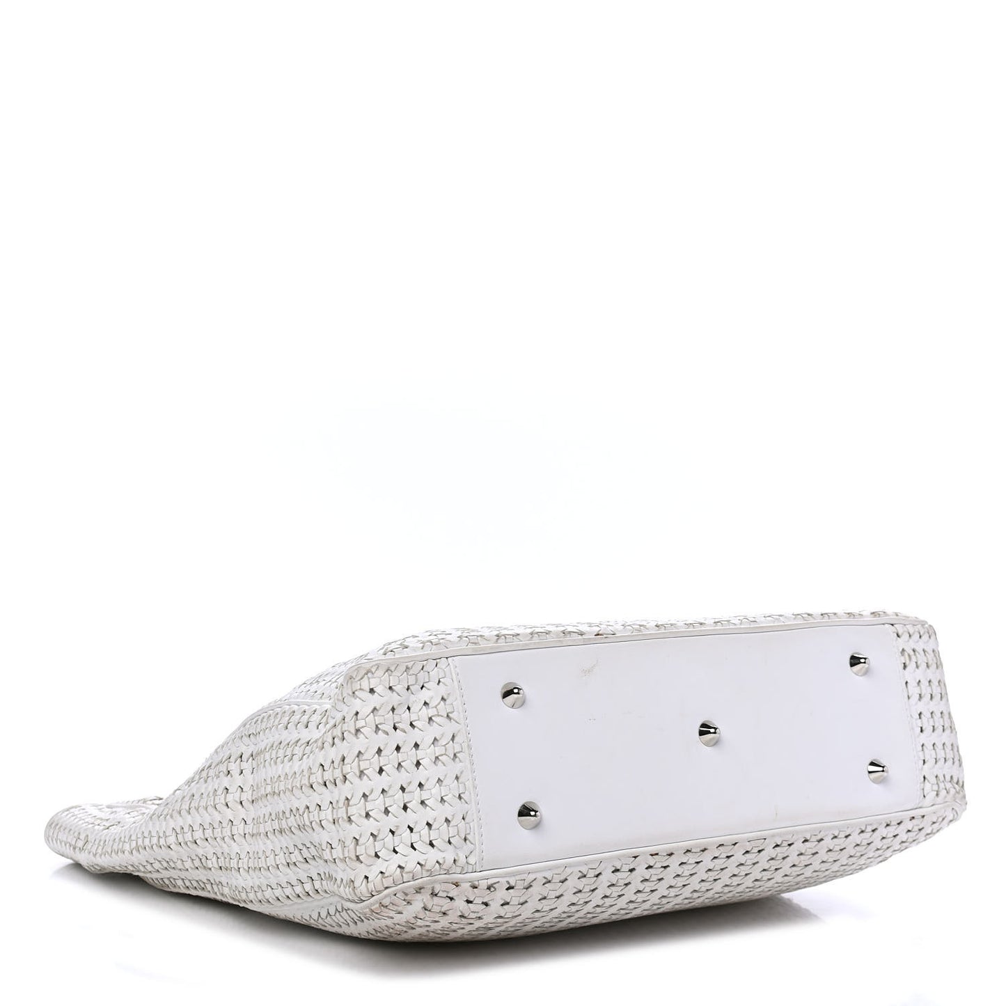 Lambskin Woven Dior Soft Shopping Tote White