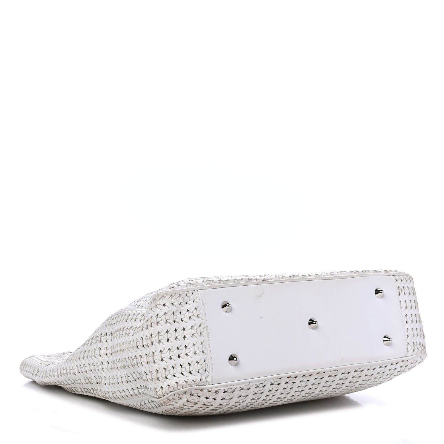 Christian Dior Lambskin Woven Dior Soft Shopping Tote White 3 of 6