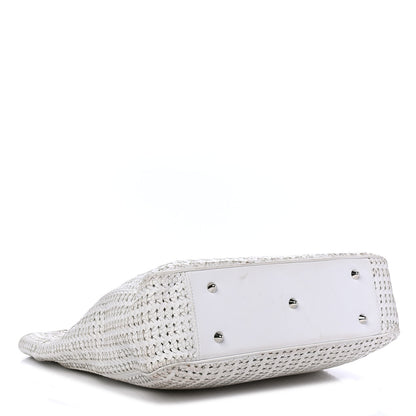 Christian Dior Lambskin Woven Dior Soft Shopping Tote White 3 of 6