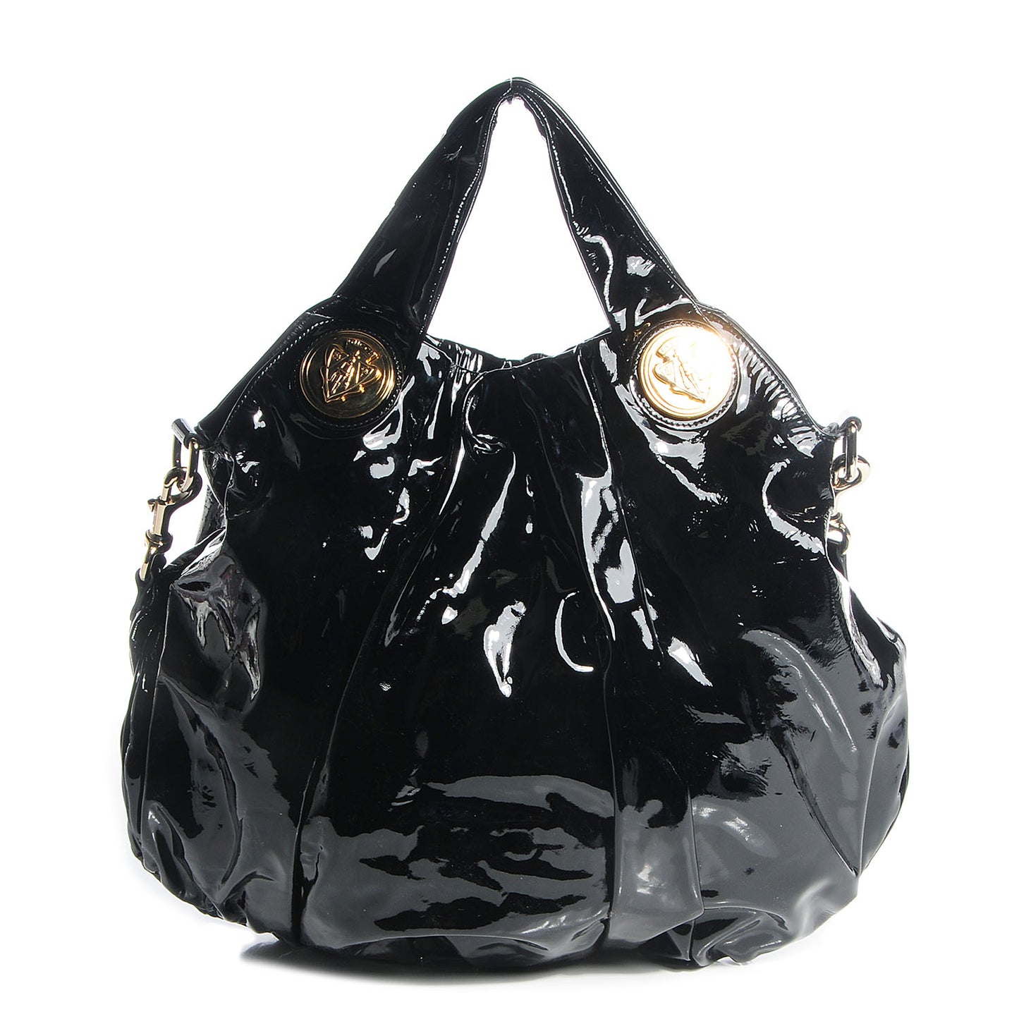 Patent Large Hysteria Top Handle Bag Black