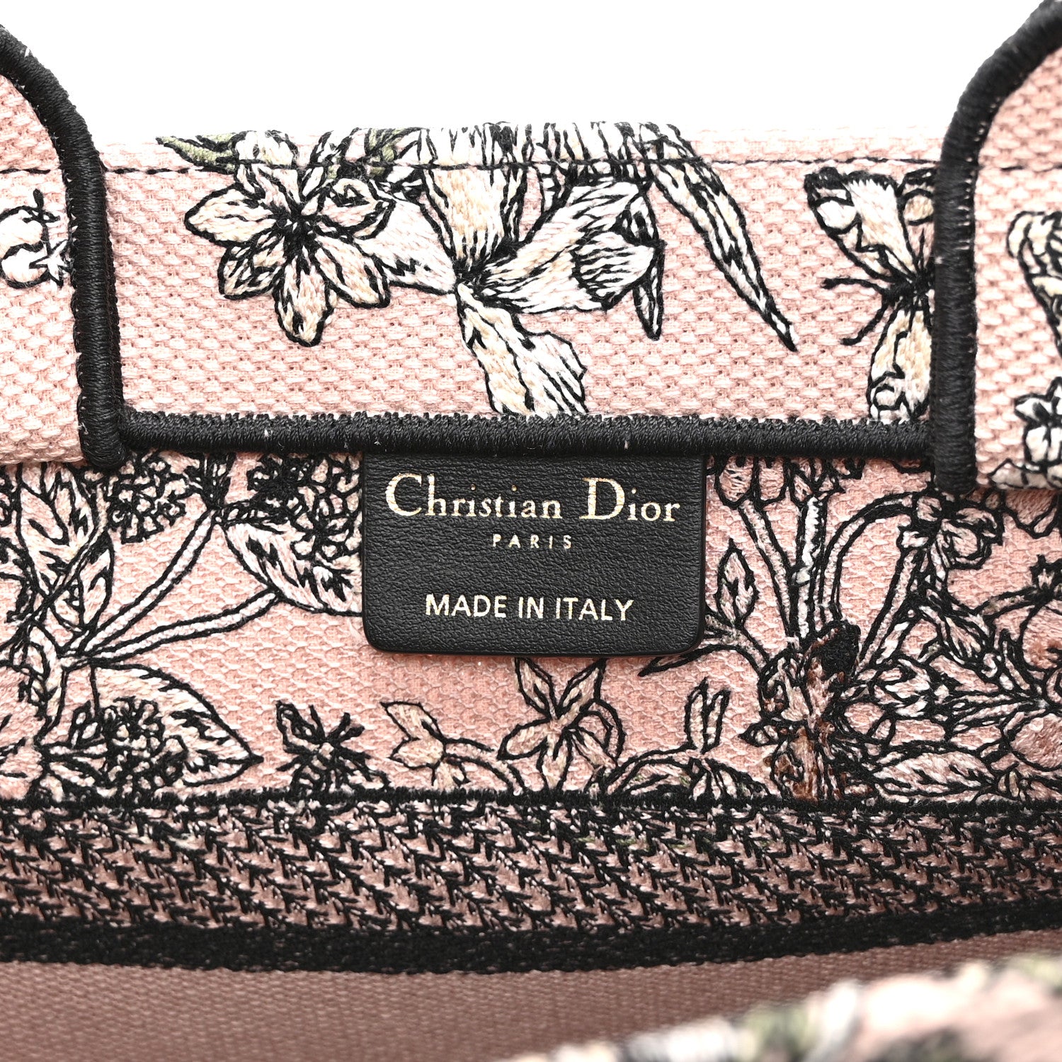 Christian Dior Canvas Embroidered Small Flowers Book  Tote Pink 6 of 10