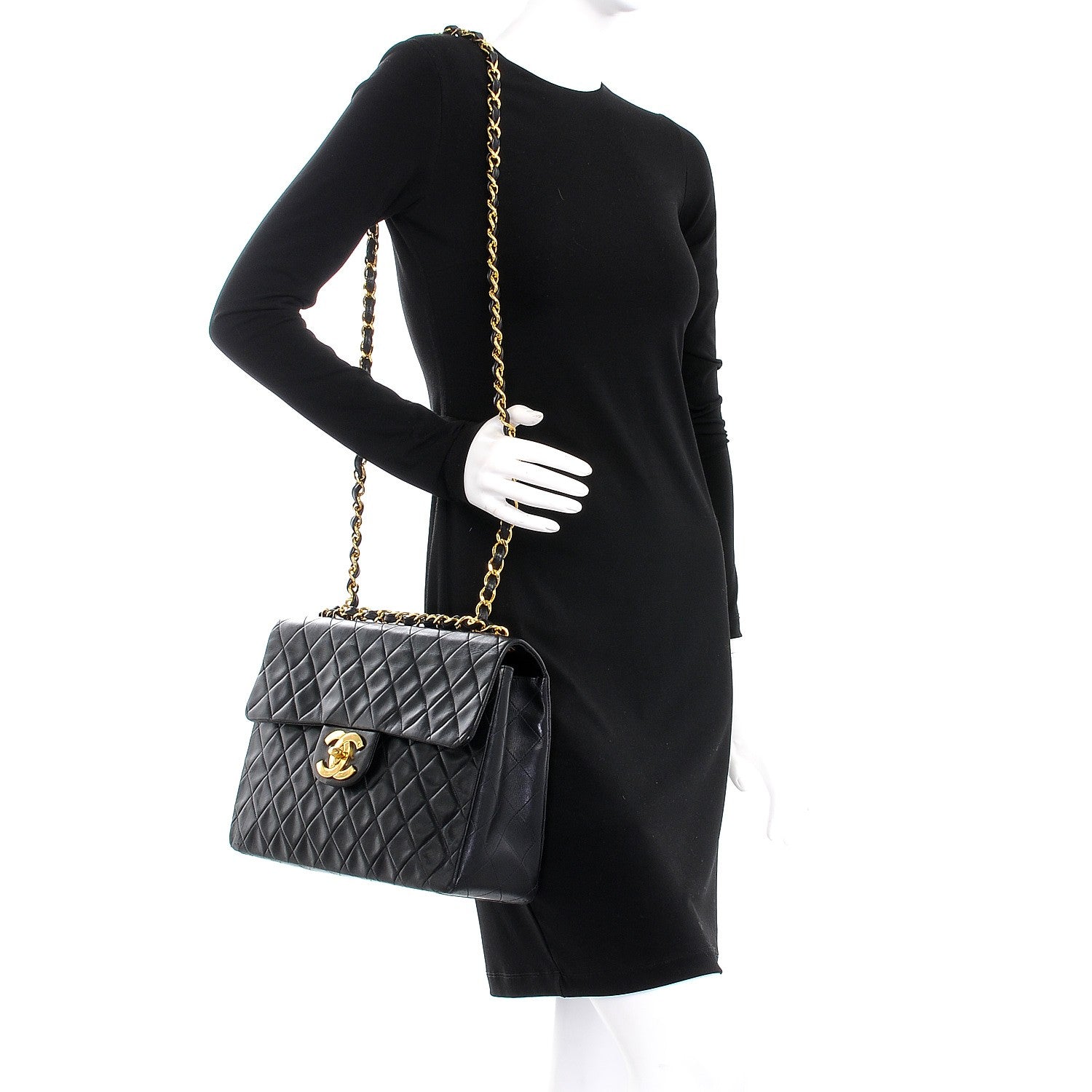 Chanel Lambskin Quilted Jumbo Single Flap Black 2 of 9