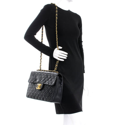 Chanel Lambskin Quilted Jumbo Single Flap Black 2 of 9