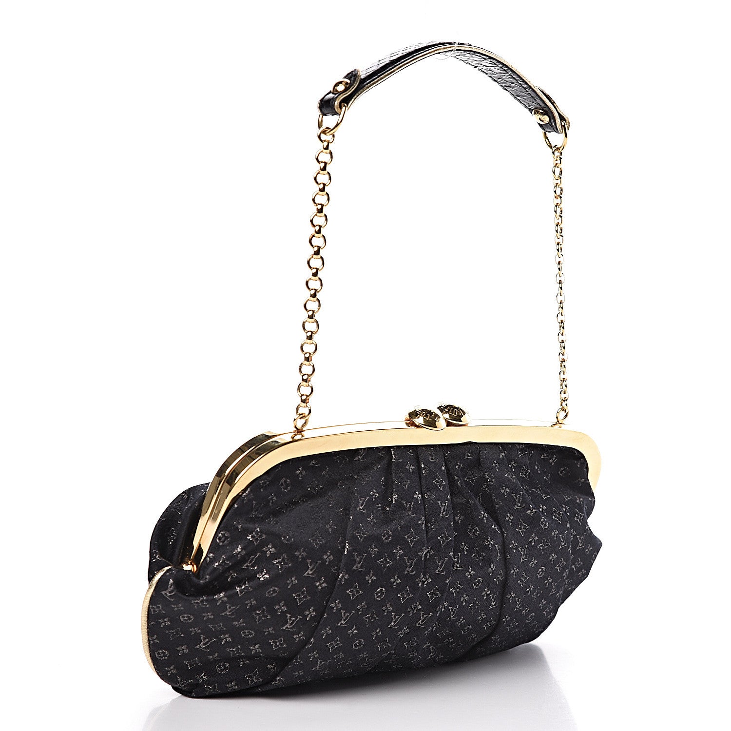 Louis Vuitton Satin Monogram Aumoniere Clutch Black 3 of 9