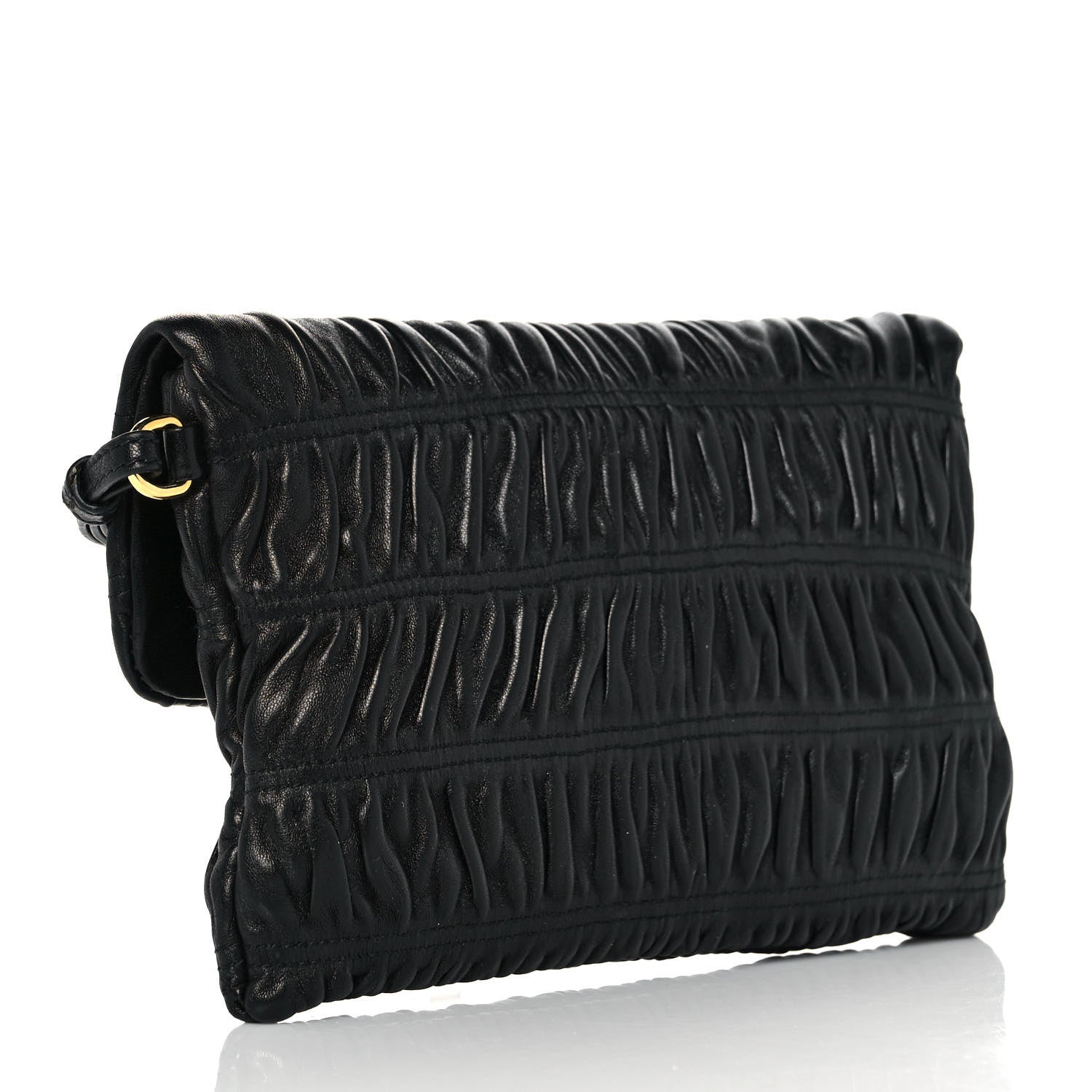 Prada Nappa Gaufre Wristlet Clutch Black 3 of 9