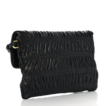 Prada Nappa Gaufre Wristlet Clutch Black 3 of 9