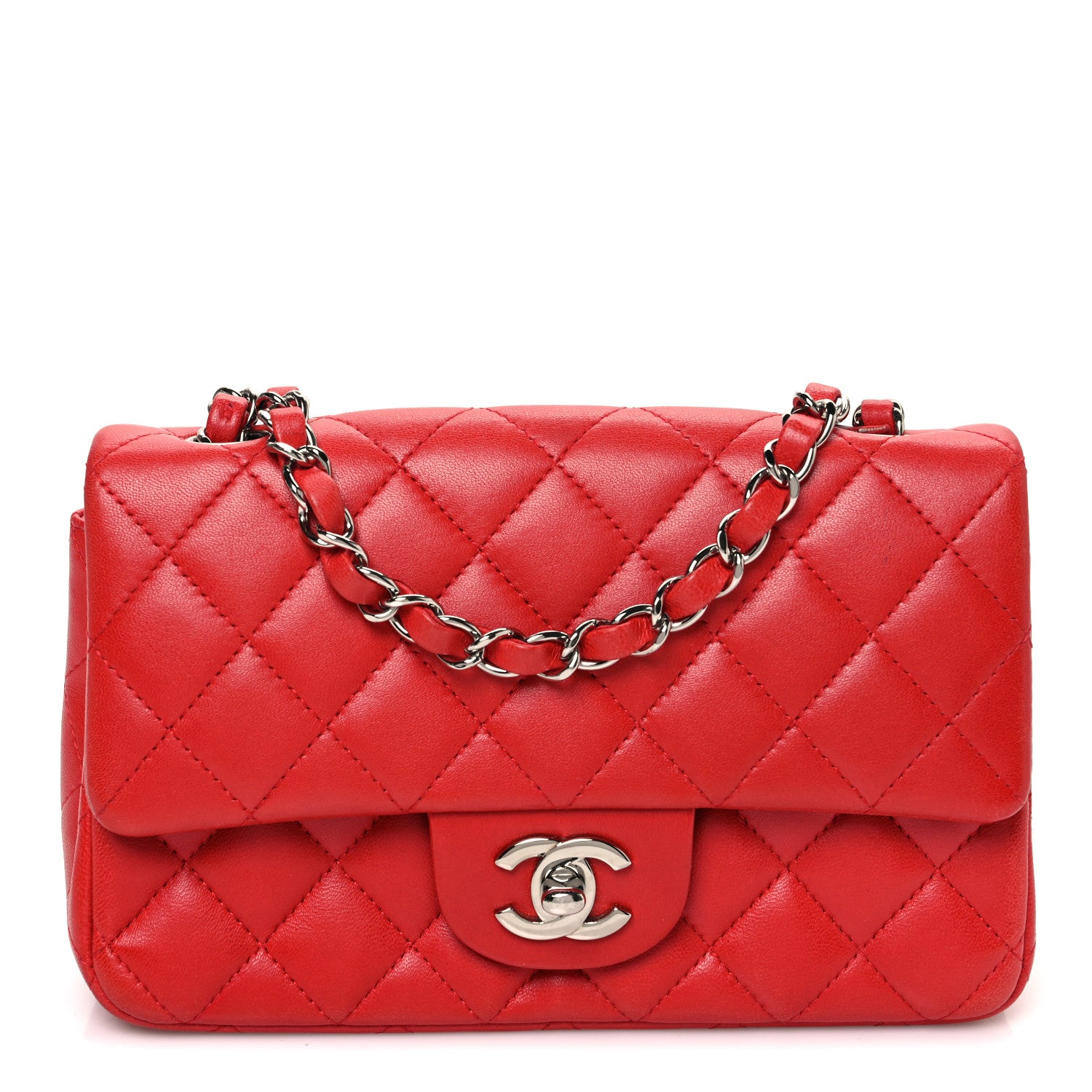Chanel Lambskin Quilted Mini Rectangular Flap Red 1 of 11