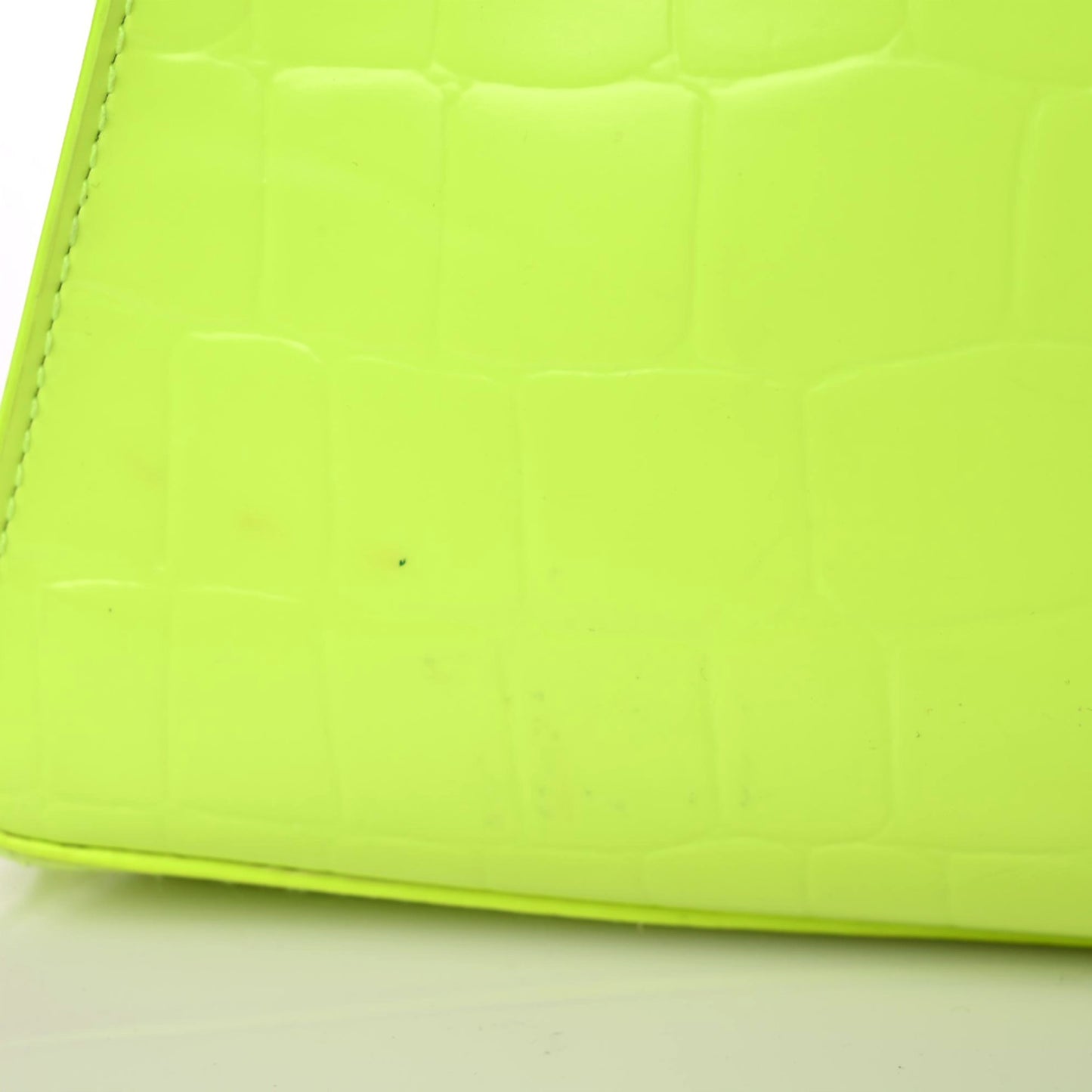 Semi Shiny Calfskin Crocodile Embossed Neo Classic Silver Hardware Mini City Fluo Yellow