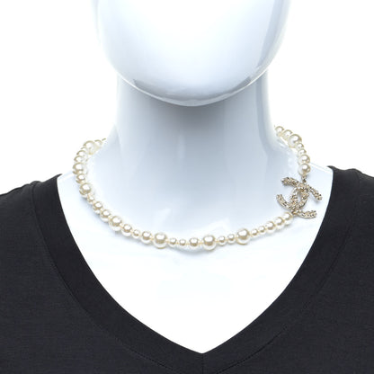 Chanel Pearl Crystal CC Short Necklace Gold 2 of 6