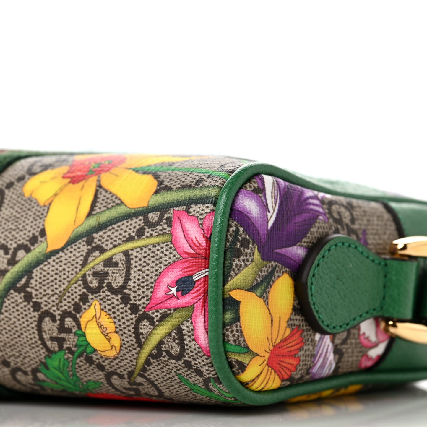 GG Supreme Monogram Flora Web Mini Ophidia Shoulder Bag Green