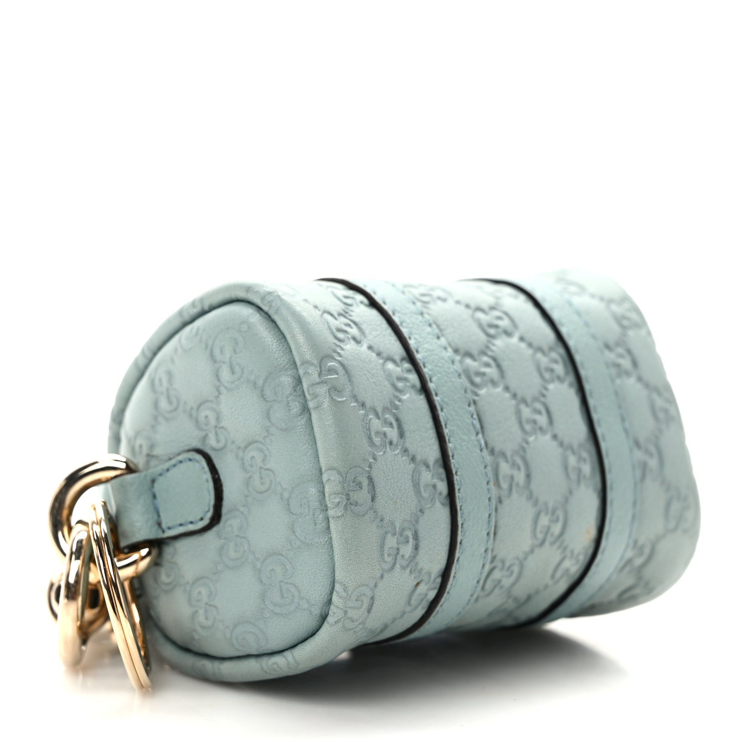 Monogram GG Mini Boston Coin Purse Key Chain Ring Light Blue