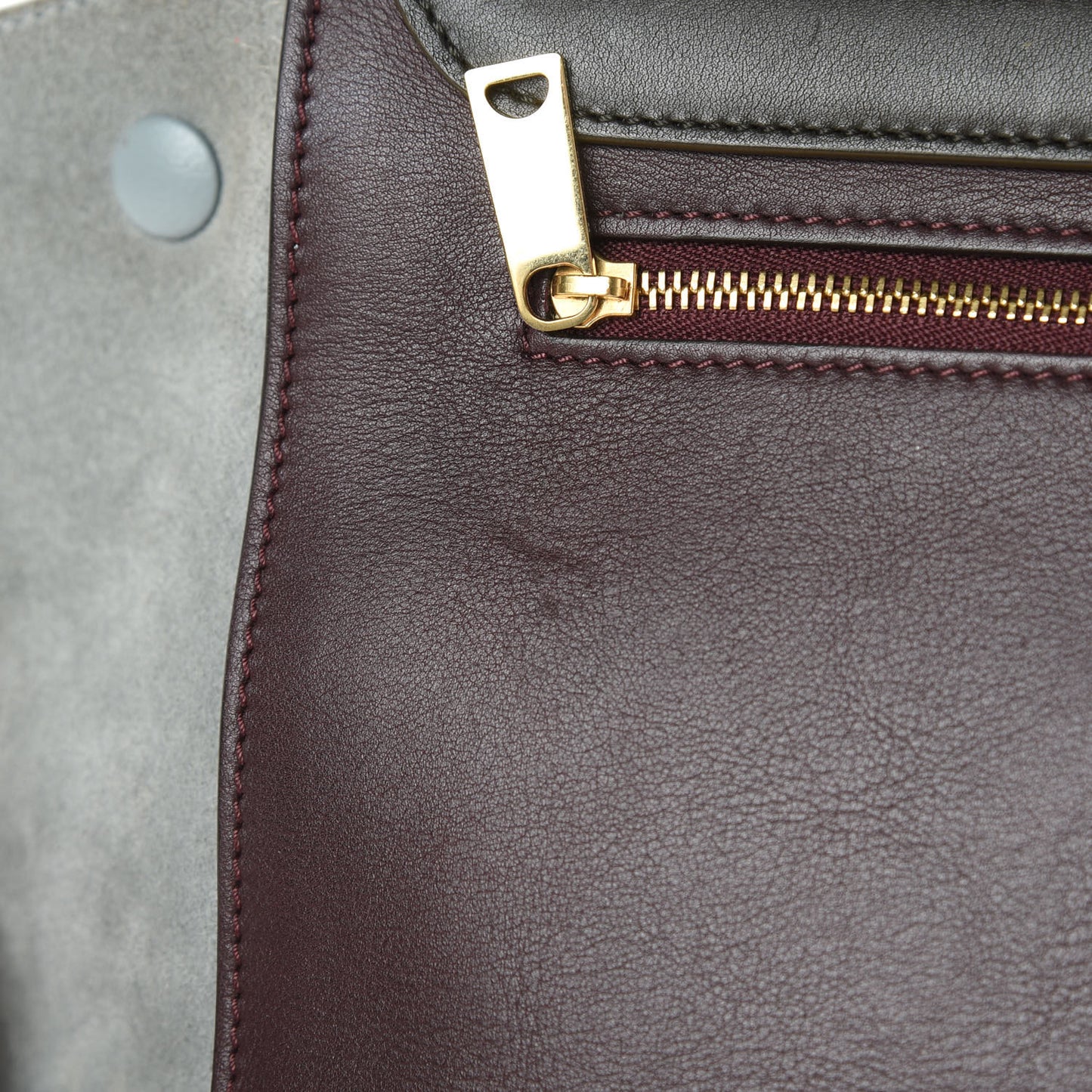 Smooth Calfskin Suede Medium Tri-Color Trapeze Dark Grey