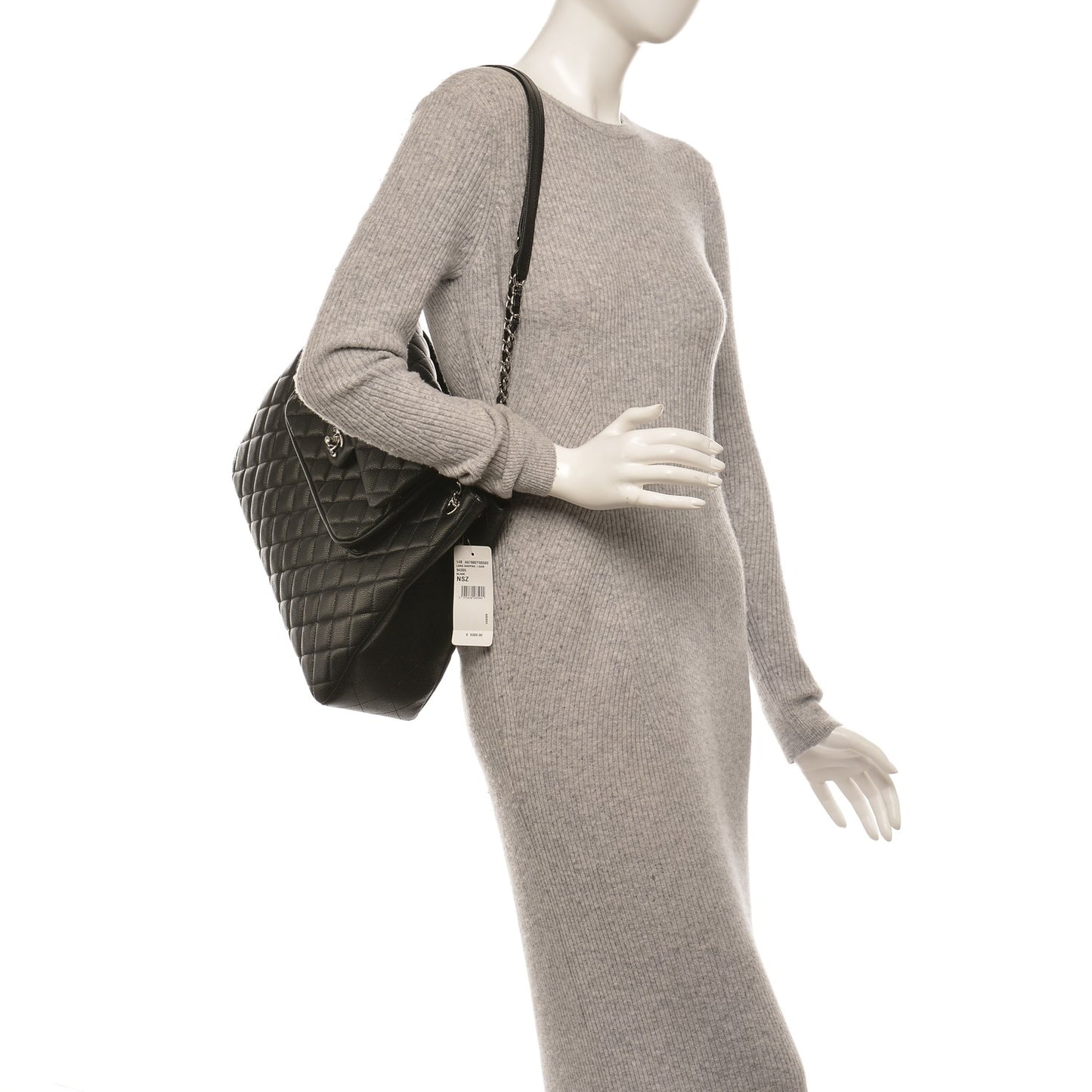 Caviar Quilted Flap Tote Black
