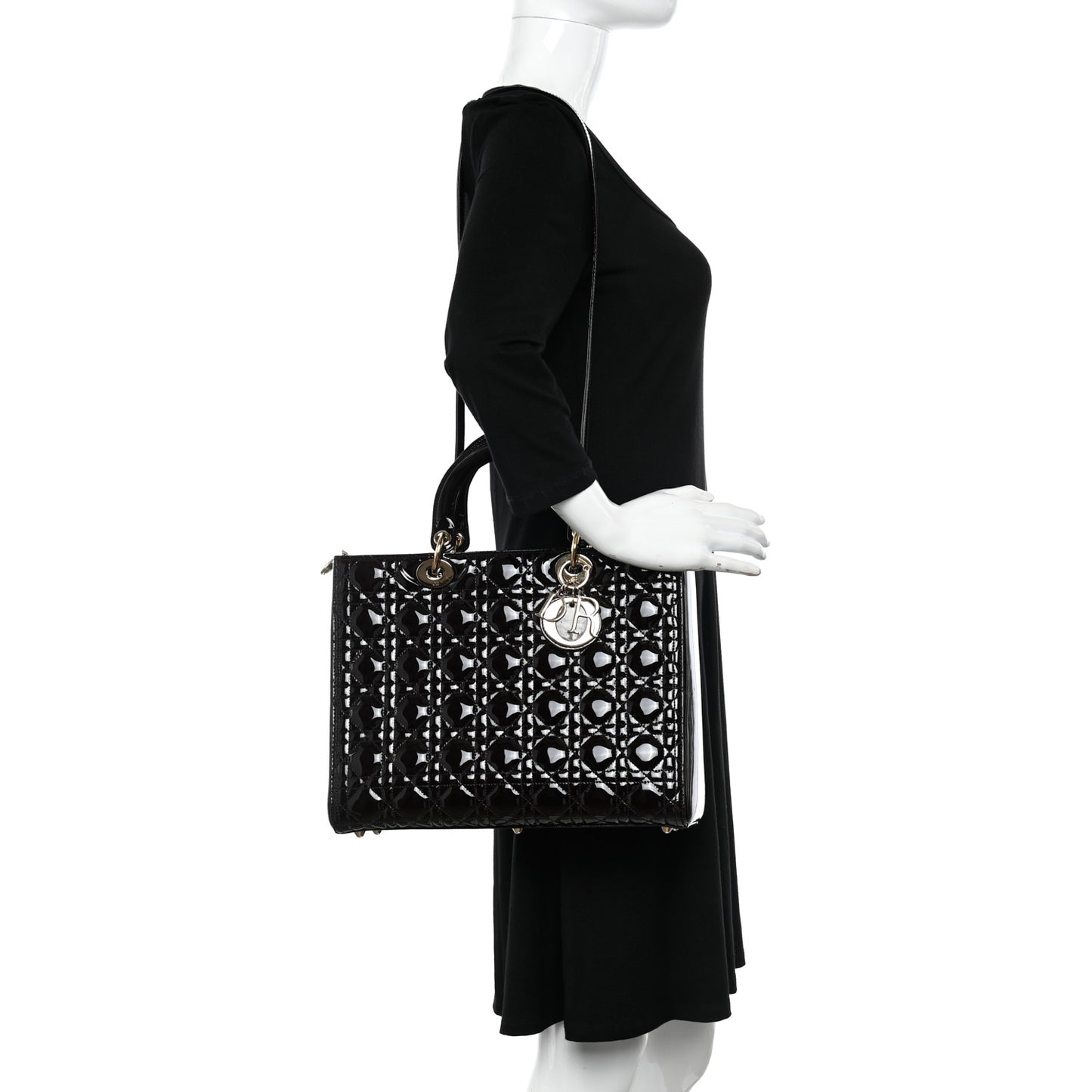 Patent Cannage Large Lady Dior Burgundy