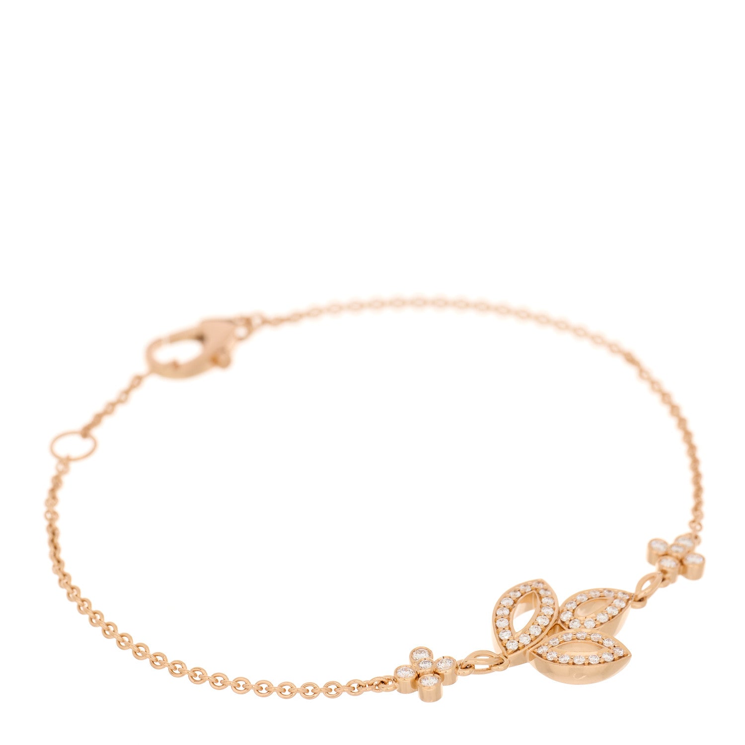 Harry Winston 18K Rose Gold Diamond Lily Cluster Bracelet 1 of 5