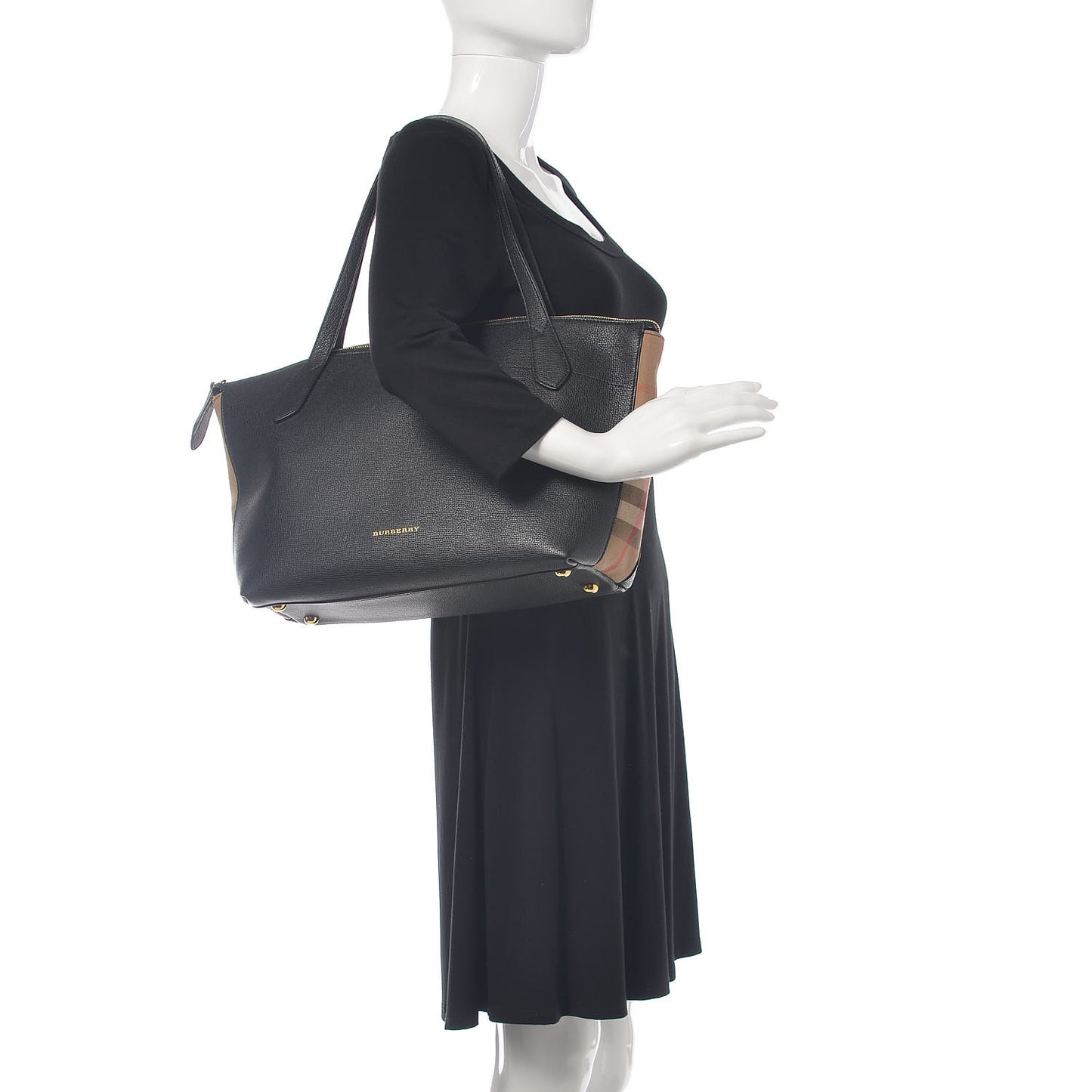 Derby Calfskin House Check Medium Welburn Tote Black