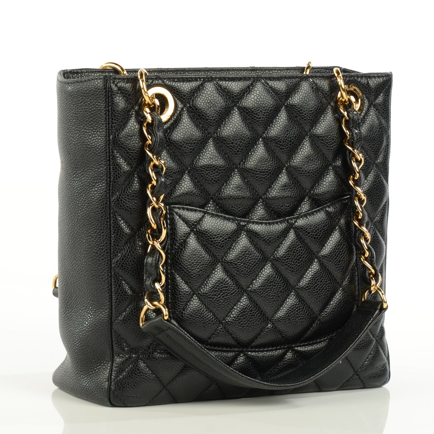 Caviar Quilted Petit Shopping Tote PST Black